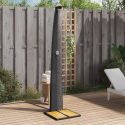 Douche d'extérieur noir 55x60x224 cm résine tressée bois acacia 