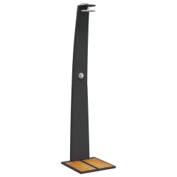 Douche d'extérieur noir 55x60x224 cm résine tressée bois acacia 