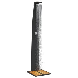 Douche d'extérieur noir 55x60x224 cm résine tressée bois acacia 