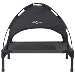 Lit surélevé pour chien Noir Tissu polyester, cadre en métal 