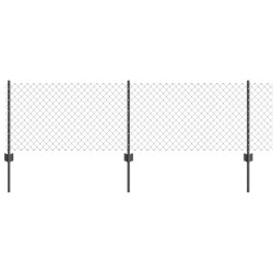Clôture avec 22 poteaux U gris 0,4x50 m en acier 