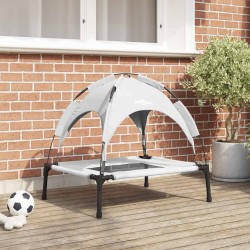 Lit pour chien surélevé avec toit amovible Argent Gris M Acier 