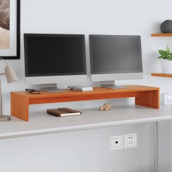 Support de moniteur marron miel 100x27x15 cm bois de pin solide 