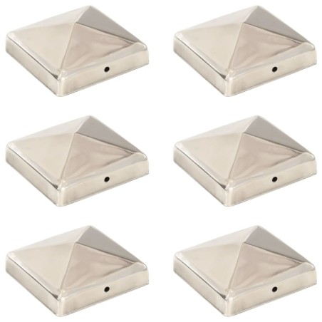 Bouchons de poteau de clôture pyramidaux 6 pcs Inox 91x91 mm 