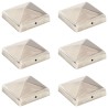 Bouchons de poteau de clôture pyramidaux 6 pcs Inox 91x91 mm 