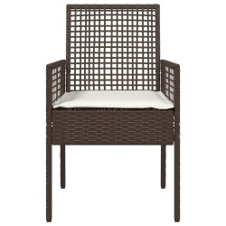 Chaises de jardin 2 pcs avec coussins marron en poly rotin 