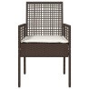 Chaises de jardin 2 pcs avec coussins marron en poly rotin 