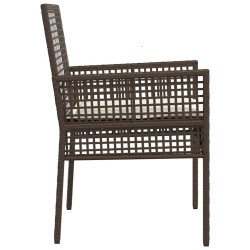 Chaises de jardin 2 pcs avec coussins marron en poly rotin 