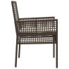 Chaises de jardin 2 pcs avec coussins marron en poly rotin 