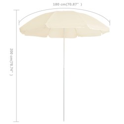 Parasol de jardin avec mât en acier sable 180 cm 