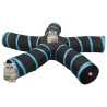 Tunnel pour chats à 5 voies Noir et bleu 25 cm Polyester 