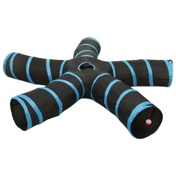 Tunnel pour chats à 5 voies Noir et bleu 25 cm Polyester 