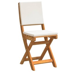 Ensemble Bistro Pliable de 3 Pièces avec Coussins en Bois Massif d'Acacia 