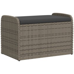 Banc de rangement avec coussin gris 80x51x52 cm résine tressée 