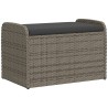 Banc de rangement avec coussin gris 80x51x52 cm résine tressée 