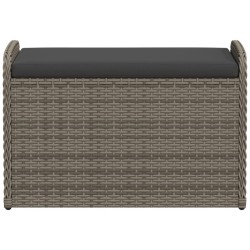 Banc de rangement avec coussin gris 80x51x52 cm résine tressée 