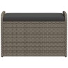 Banc de rangement avec coussin gris 80x51x52 cm résine tressée 