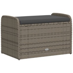 Banc de rangement avec coussin gris 80x51x52 cm résine tressée 