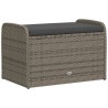 Banc de rangement avec coussin gris 80x51x52 cm résine tressée 