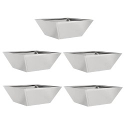 Lot de 5 bols de jardin , 40x40x15 cm en inox. 