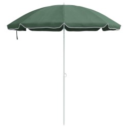 Parasol de plage avec poteau en métal, vert 161 x 193 cm en polyester. 
