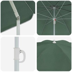 Parasol de plage avec poteau en métal, vert 161 x 193 cm en polyester. 