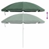 Parasol de plage avec poteau en métal, vert 161 x 193 cm en polyester. 
