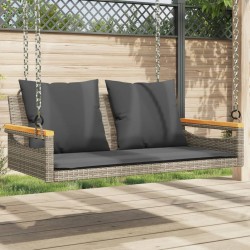 Balancelle avec coussins gris 109x62x40 cm résine tressée 