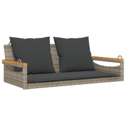 Balancelle avec coussins gris 109x62x40 cm résine tressée 