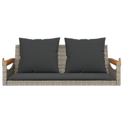 Balancelle avec coussins gris 109x62x40 cm résine tressée 
