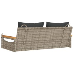 Balancelle avec coussins gris 109x62x40 cm résine tressée 