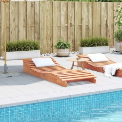 Chaise longue cire marron 205x80x31,5 cm bois massif de pin 
