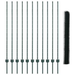 Piquets de clôture 11 pcs U-Channel Vert 140 cm Acier 