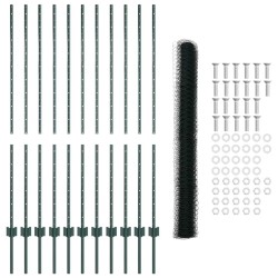 Piquets de clôture 11 pcs U-Channel Vert 140 cm Acier 