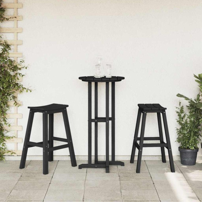 Tabourets de bar 2 pcs noir HDPE 