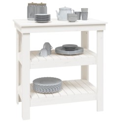 Banc de travail Blanc 78,5x50x80 cm Bois de pin massif 