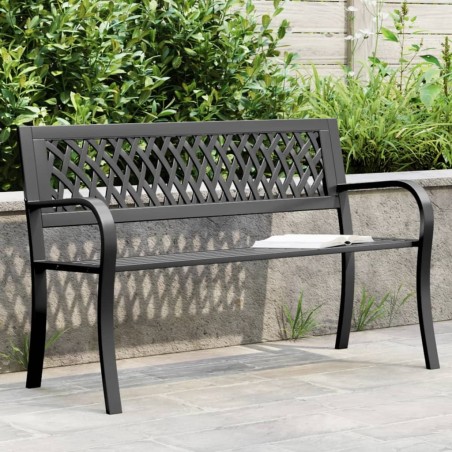 Banc de jardin Noir 120 cm Acier 
