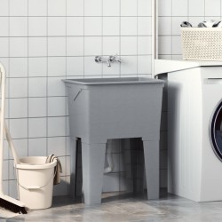 Bac à linge gris 59x41x75 cm résine 