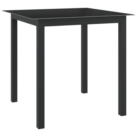 Table de jardin Noir 80x80x74 cm Aluminium et verre 