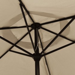 Parasol d'extérieur avec LED et mât en acier 300 cm Taupe 
