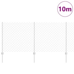 Clôture en maillons de chaîne avec 20 poteaux en U Argent 1x10 m Acier 