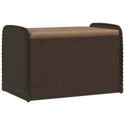Banc de rangement et coussin marron 80x51x52 cm résine tressée 