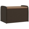 Banc de rangement et coussin marron 80x51x52 cm résine tressée 
