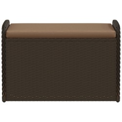 Banc de rangement et coussin marron 80x51x52 cm résine tressée 