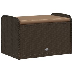 Banc de rangement et coussin marron 80x51x52 cm résine tressée 