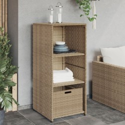 Armoire de rangement de jardin beige 50x55x115cm résine tressée 