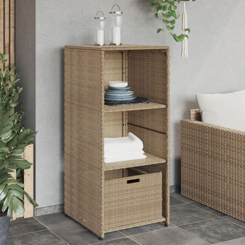 Armoire de rangement de jardin beige 50x55x115cm résine tressée Armoire de rangement de jardin beige 50x55x115cm résine tressée