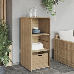 Armoire de rangement de jardin beige 50x55x115cm résine tressée 