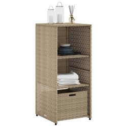 Armoire de rangement de jardin beige 50x55x115cm résine tressée 