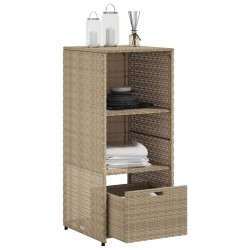 Armoire de rangement de jardin beige 50x55x115cm résine tressée 